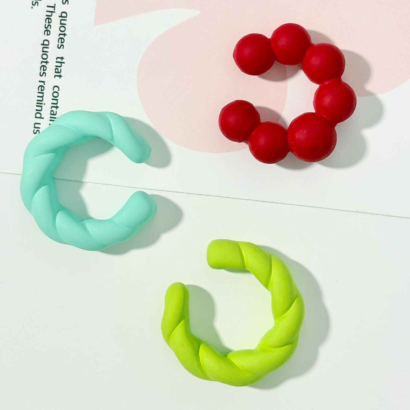 3pcs Candy Colored C Ear Clips for Women